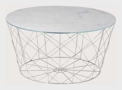 Artistiq Salontafel 'Steve', 80cm, Marmerlook, kleur Wit