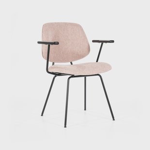 Eleonora Eetkamerstoel 'Lynn' met armleuning, kleur Roze Fletcher