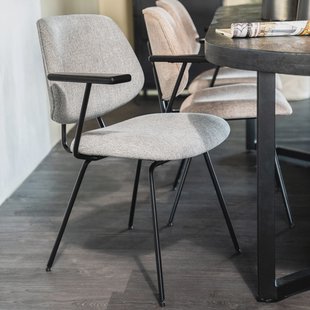 Eleonora Eetkamerstoel 'Lynn' met armleuning, kleur Grijs Fletcher