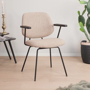 Eleonora Eetkamerstoel 'Lynn' met armleuning, kleur Beige Fletcher