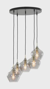 Light & Living Hanglamp 'Rakel' 5-Lamps, antiek brons+smoke