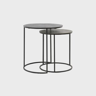 Light & Living Bijzettafel 'Rengo' Set van 2 stuks, kleur Zwart/Antiek Brons