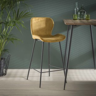 Barstoel 'Gael' Velvet, kleur Goud (zithoogte 67cm)