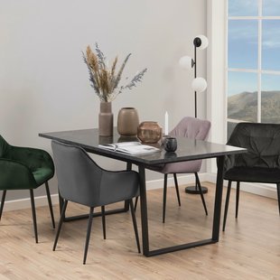 Bendt Eettafel 'Per' Marmerlook, 160 x 90cm, kleur zwart