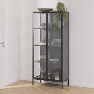 Bendt Vitrinekast 'Lua' zwart metaal, 80 x 160cm