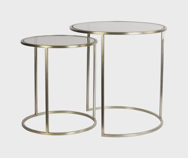 Light & Living Bijzettafel 'Duarte' Set van 2 stuks, kleur Goud/Lichtbruin