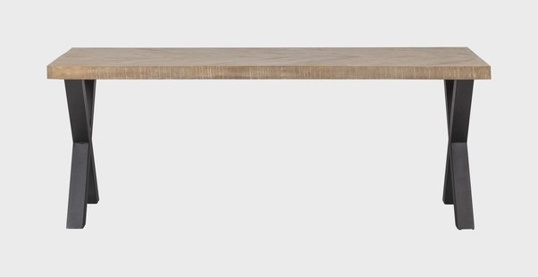 WOOOD Eettafel 'Tablo' Mangohout Visgraat, met X-poot, 180 x 90cm