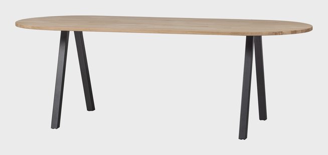 WOOOD Ovale Eettafel 'Tablo' met 2-standen poot, 220 x 90cm