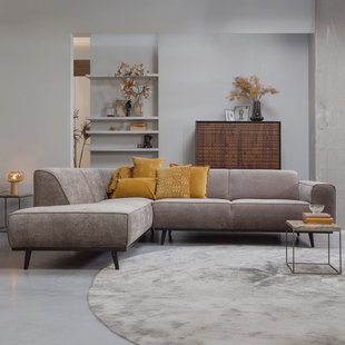 WOOOD Hoekbank 'Statement' Links, Rib, kleur Taupe