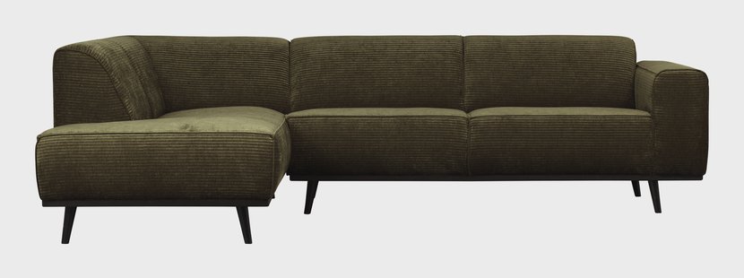 WOOOD Hoekbank 'Statement' Links, Rib, kleur Warm Groen