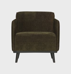 WOOOD Fauteuil 'Statement' Met Armleuning, Rib, kleur Warm Groen