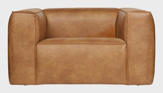 WOOOD Fauteuil 'Bean' Recycle Leer, kleur Cognac