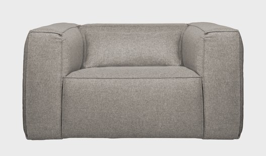 WOOOD Fauteuil 'Bean' Met Kussen, kleur Lichtgrijs Gemeleerd