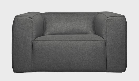 WOOOD Fauteuil 'Bean' Met Kussen, kleur Middengrijs Gemeleerd