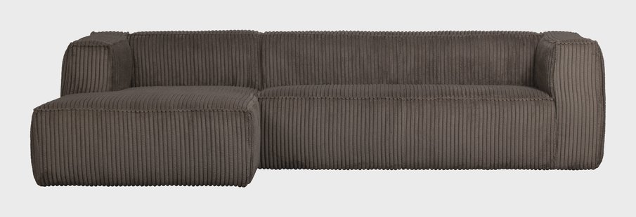 WOOOD Loungebank 'Bean' Links, Rib, kleur Mud