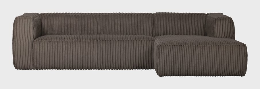 WOOOD Loungebank 'Bean' Rechts, Rib, kleur Mud