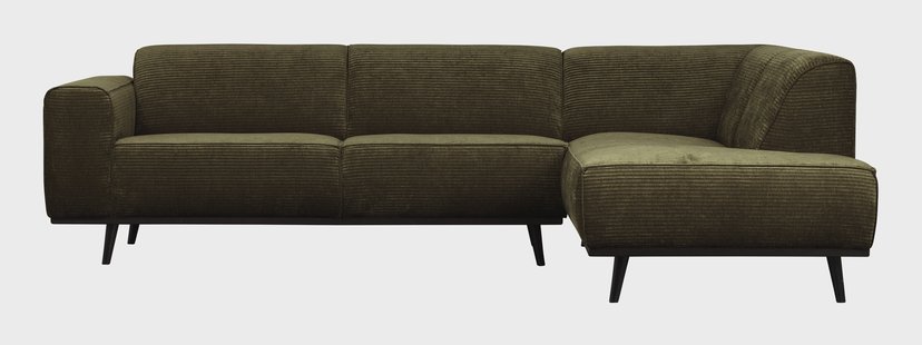 WOOOD Hoekbank 'Statement' Rechts, Rib, kleur Warm Groen