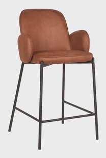 LABEL51 Barkruk 'Jari' Microfiber, kleur Cognac (zithoogte 65cm)