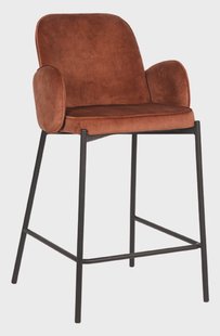 LABEL51 Barkruk 'Jari' Velvet, kleur Roest (zithoogte 65cm)