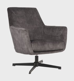 LABEL51 Draaibare Fauteuil 'Toby' Velvet, kleur Antraciet