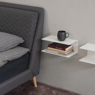 Bendt Wandplankje 'Nonny' met dubbele plank, 35cm, metaal, kleur Wit