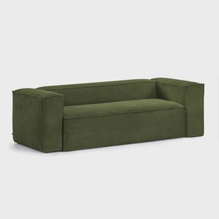 Kave Home 2-zits Bank 'Blok' 210cm, Rib, kleur Donkergroen