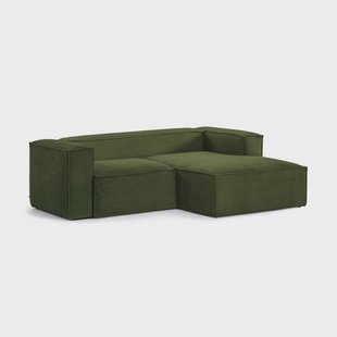Kave Home Loungebank 'Blok' 240cm, Rib, Rechts, kleur Donkergroen