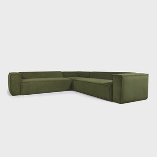 Kave Home 6-zits Hoekbank 'Blok' Rib, kleur Donkergroen