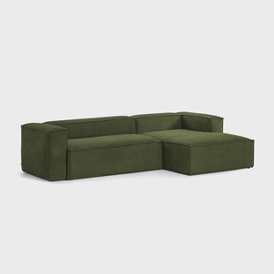 Kave Home Loungebank 'Blok' Rib, Rechts, kleur Donkergroen