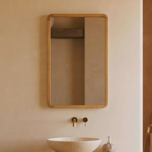 Kave Home Spiegel 'Shamel' Teakhout, 70 x 45cm, kleur Naturel