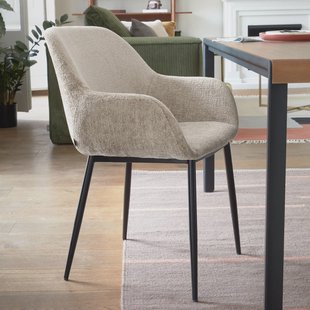 Kave Home Eetkamerstoel 'Konna' Chenille, kleur Beige