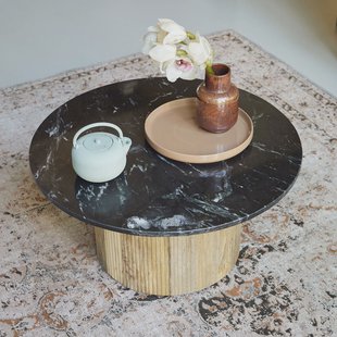 Brix Salontafel 'Nova' Mangohout en marmer, kleur Zwart