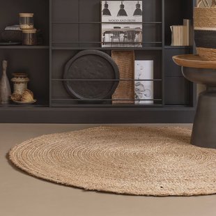 WOOOD Rond Vloerkleed 'Ross' 150cm, kleur Naturel