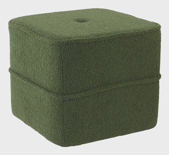 Light & Living Poef 'Kiki' Teddy, kleur Olijfgroen