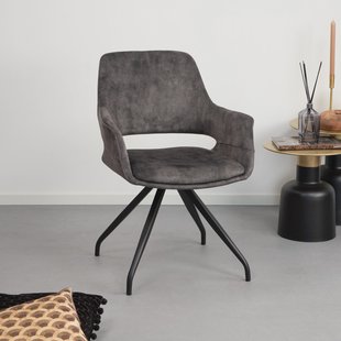 LivingFurn Eetkamerstoel 'Capp' Velvet, kleur Olive