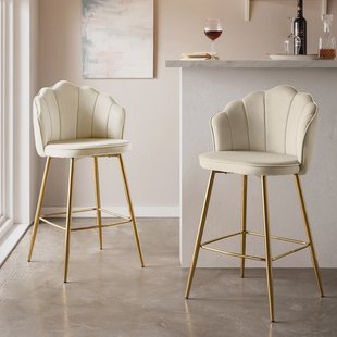 Artistiq Barkruk 'Alexander' Velvet, kleur beige (zithoogte 68cm)