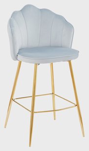 Artistiq Barkruk 'Alexander' Velvet, kleur lichtgrijs (zithoogte 68cm)