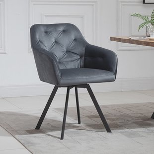 Artistiq Eetkamerstoel 'Romeo' Velvet, Draaibaar, kleur Grijs