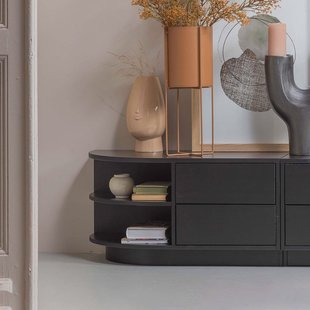 WOOOD TV-meubel 'Finca' Links, Mat zwart, 78cm