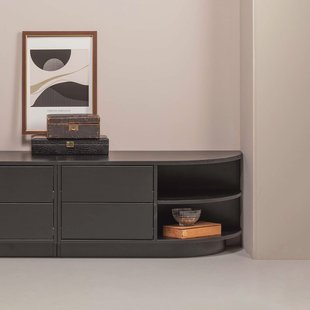 WOOOD TV-meubel 'Finca' Rechts, Mat zwart, 78cm