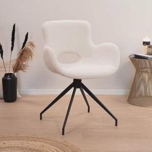 Tower Living Draaibare Eetkamerstoel 'Campo' Teddy, kleur Wit
