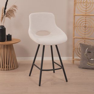 Tower Living Barkruk 'Campo' Teddy, kleur Wit (zithoogte 65cm)