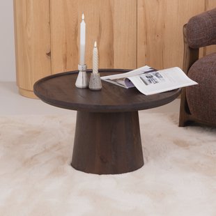 Eleonora Ronde Salontafel 'Ron' Mangohout, kleur Bruin, 66cm