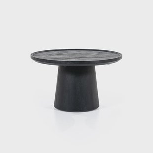 Eleonora Ronde Salontafel 'Ron' Mangohout, kleur Zwart, 66cm