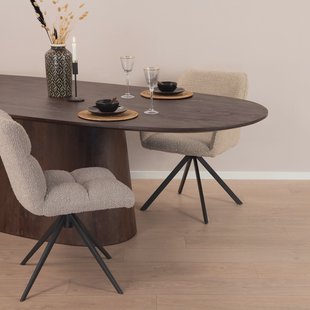 Eleonora Ovale Eettafel 'Aron' Mangohout, kleur Bruin, 200 x 110cm