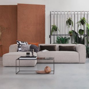 WOOOD Loungebank 'Bean' Links, Melange, kleur Lichtgrijs