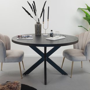 LivingFurn Ronde Eettafel 'Kala' 120cm, Mangohout, kleur Zwart