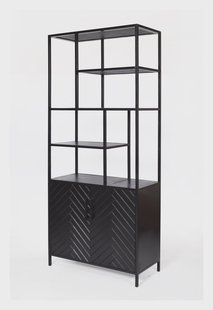 LivingFurn Wandkast 'York' Mangohout en staal, 210 x 90cm