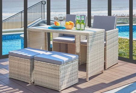 Artistiq Tuinset 'Marijn' Tafel + 2 stoelen + 2 krukken, Polyrotan