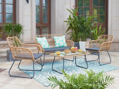 Artistiq Loungeset 'Marcelo' Tafel + 2 stoelen + bank, Polyrotan